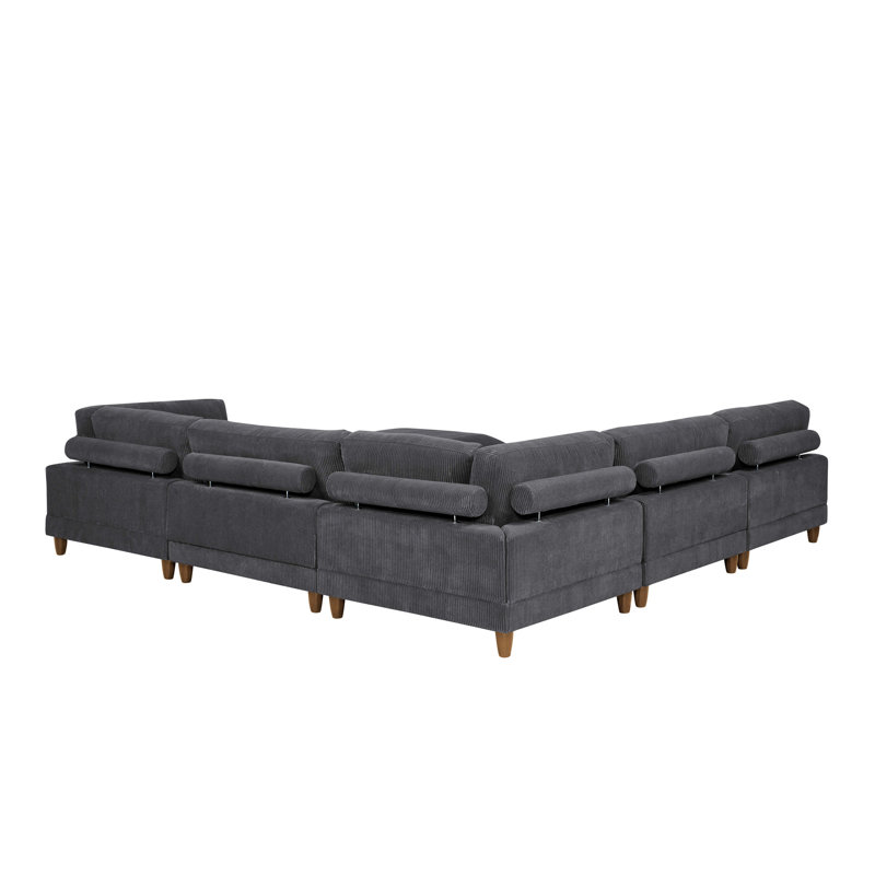 Canapé modulaire à large assise en velours côtelé, Dark Grey