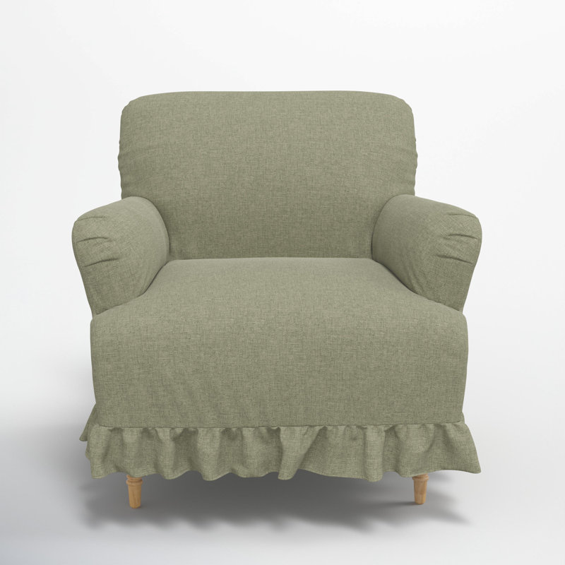 Elle Ruffle Slipcover Armchair, Zuma Laurel Textured Linen