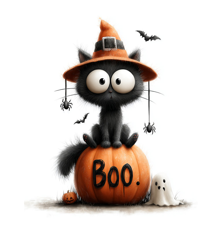 Art d'Halloween, chat sur toile citrouille