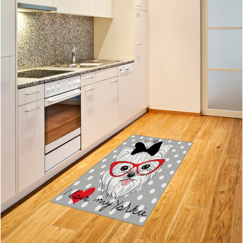 Tapis décoratif en fibre de polyester à haute densité Yorkie, Rectangle 2 pi 7 po x 5 pi
