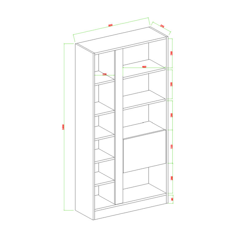 170cm H x 30cm W Library Bookcase