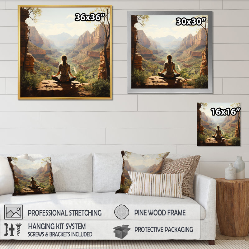 Gold Framed Yoga in Nature Canvas Print, 16" x 16"