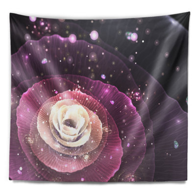 Tapisserie florale fleur rose avec des étincelles