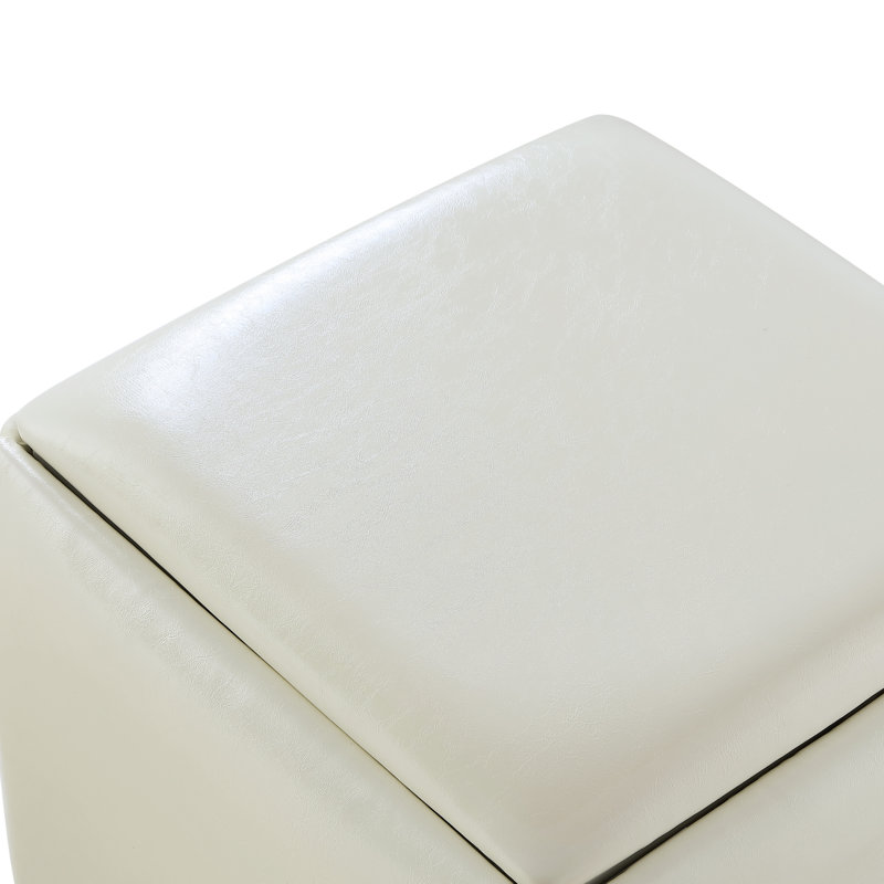 Loft Lyfe Keagan Leather Pu 5 Piece Nesting Ottoman/Stool Set, Cream White Faux Leather
