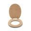 Flexi-Fix Geneva Toilet Seat - Adjustable Hinges with Top & Bottom Fixings Included and Rust & Stain Free Chrome Hinge Covers, Antibacterial Treated Surface (Light Oak)