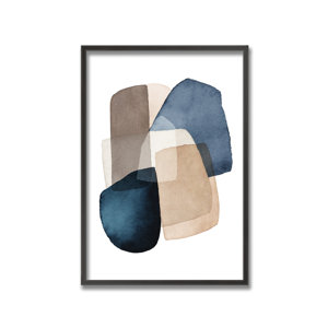 Blue Brown Blocks by Kathrin Pienaar - Picture Frame Painting on Paper