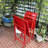 3 Piece Patio Bistro Set Of Foldable Square Table And Chairs, Red-125240410