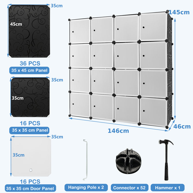 16 Door Plastic Wardrobe