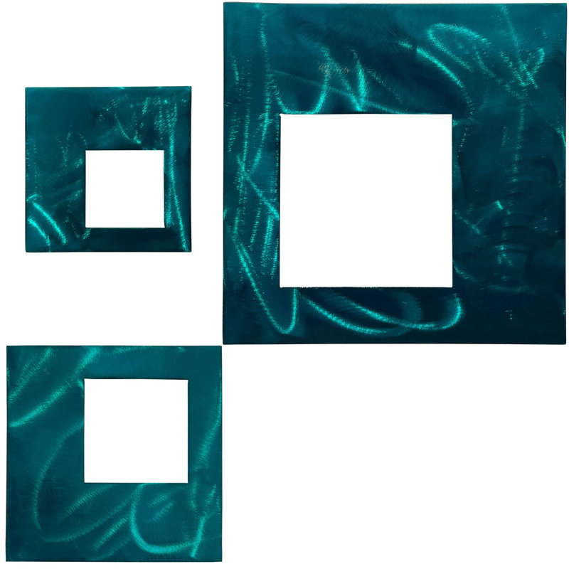 Meyerdirk Art Contemporary Steel Square Wall Art Set - Candy Teal, Candy Teal