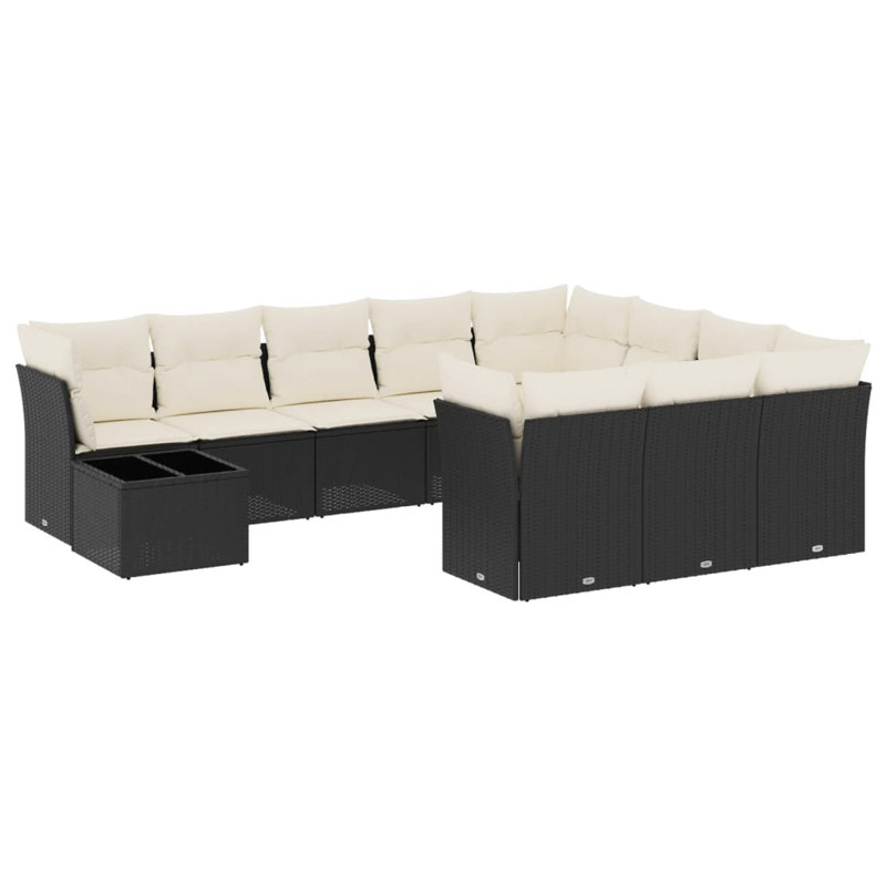Vidaxl Garden Sofa Set, Cream Cushion/Black Frame