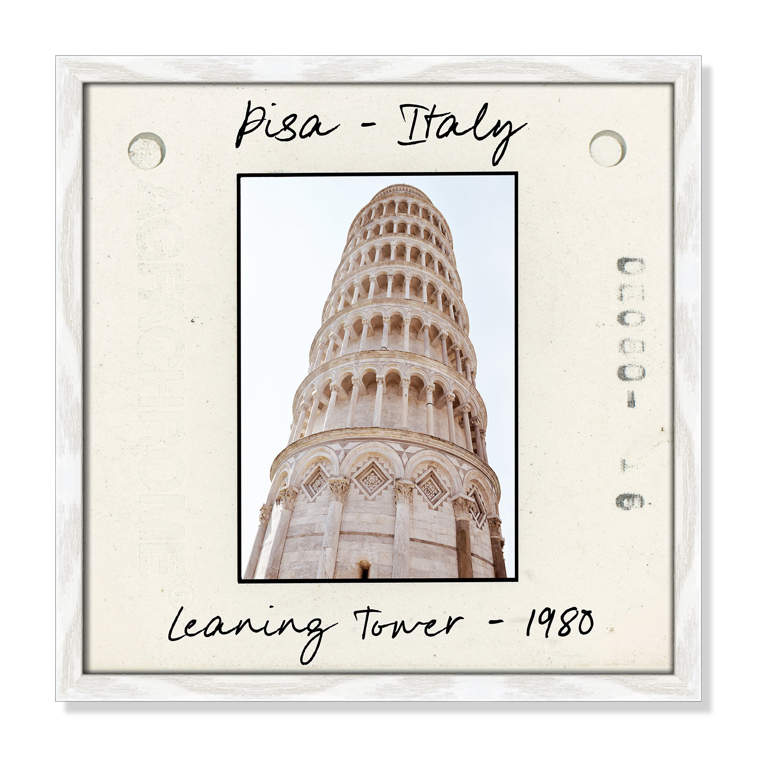 Ritona "Pisa, Italy - Leaning Tower" Print, White Single Picture Framed Paper, 17" H x 17" W x 0.75" D