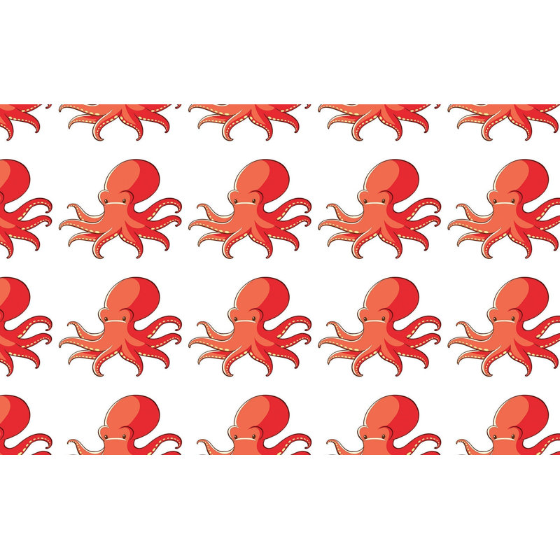 Premium Peel & Stick Wall Mural - Red Octopus Pattern, 60" W x 40" L