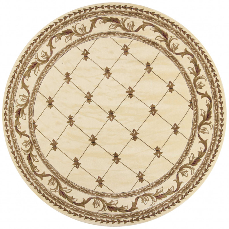 Gaythorne Heirloom Traditional Ivory Classic Performance Area Rug, Round 7'7"