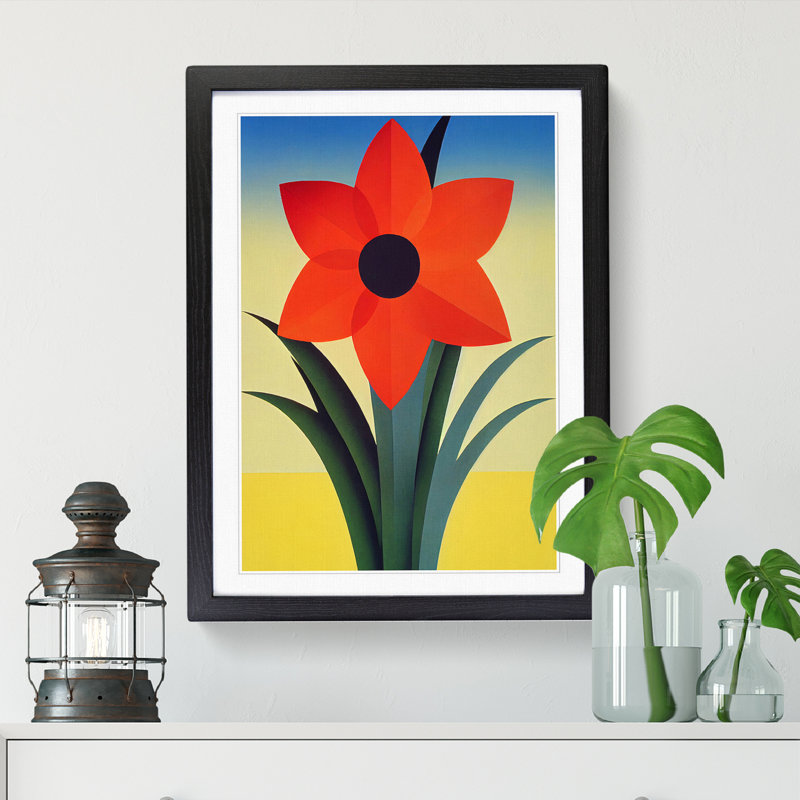 Lindzy Daffodil Flower - Picture Frame Print, 34cm H x 25cm W x 2cm D, Walnut