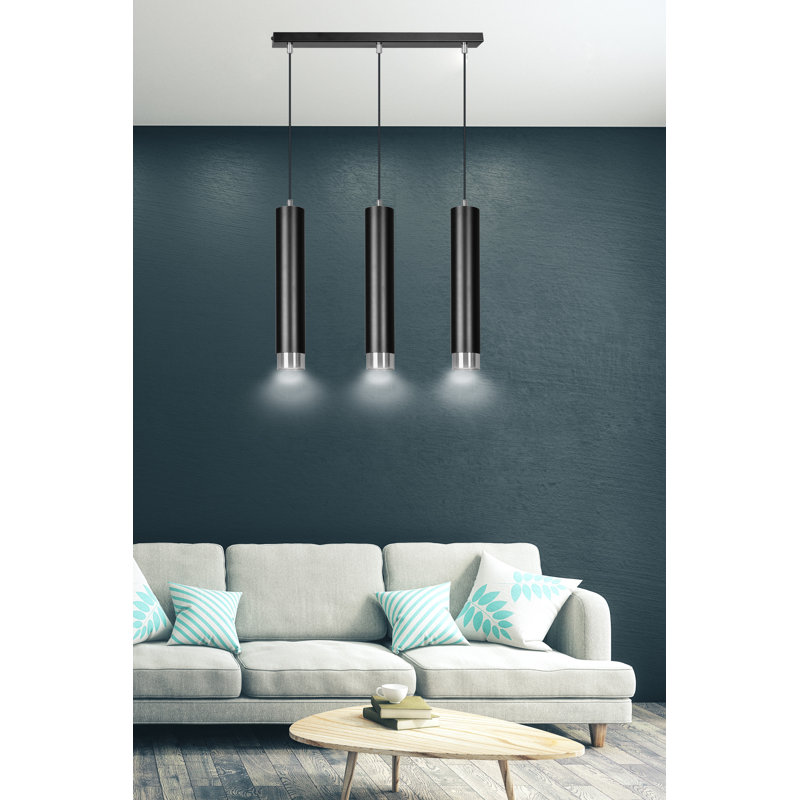 Danbury 3 - Light Kitchen Island Pendant, Black, Chrome