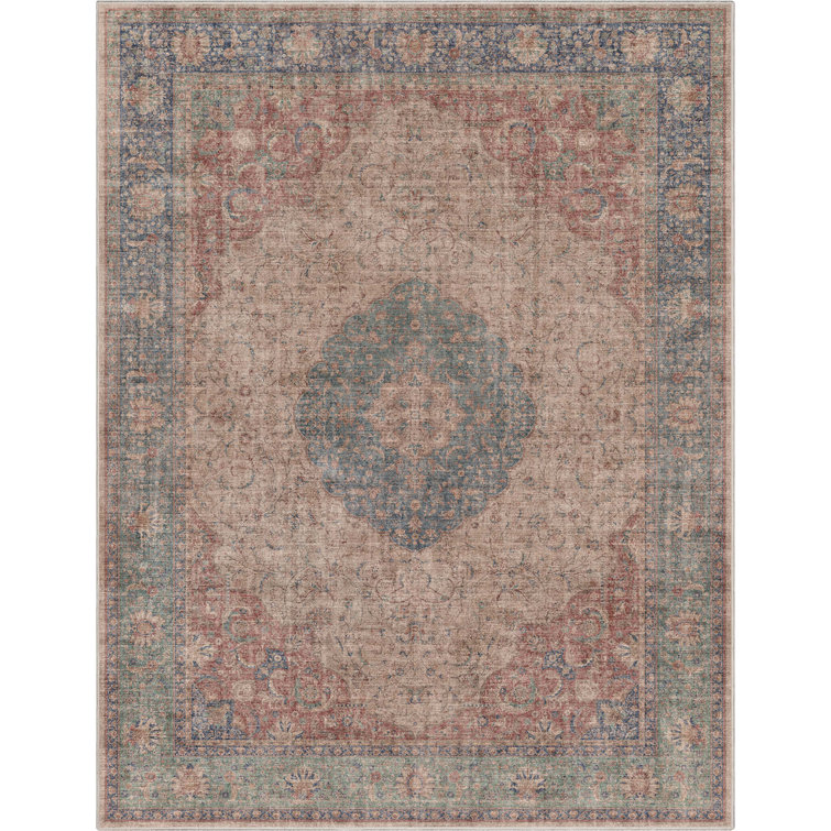 Ervin Odette Vintage Medallion Oriental Red Blue Area Rug