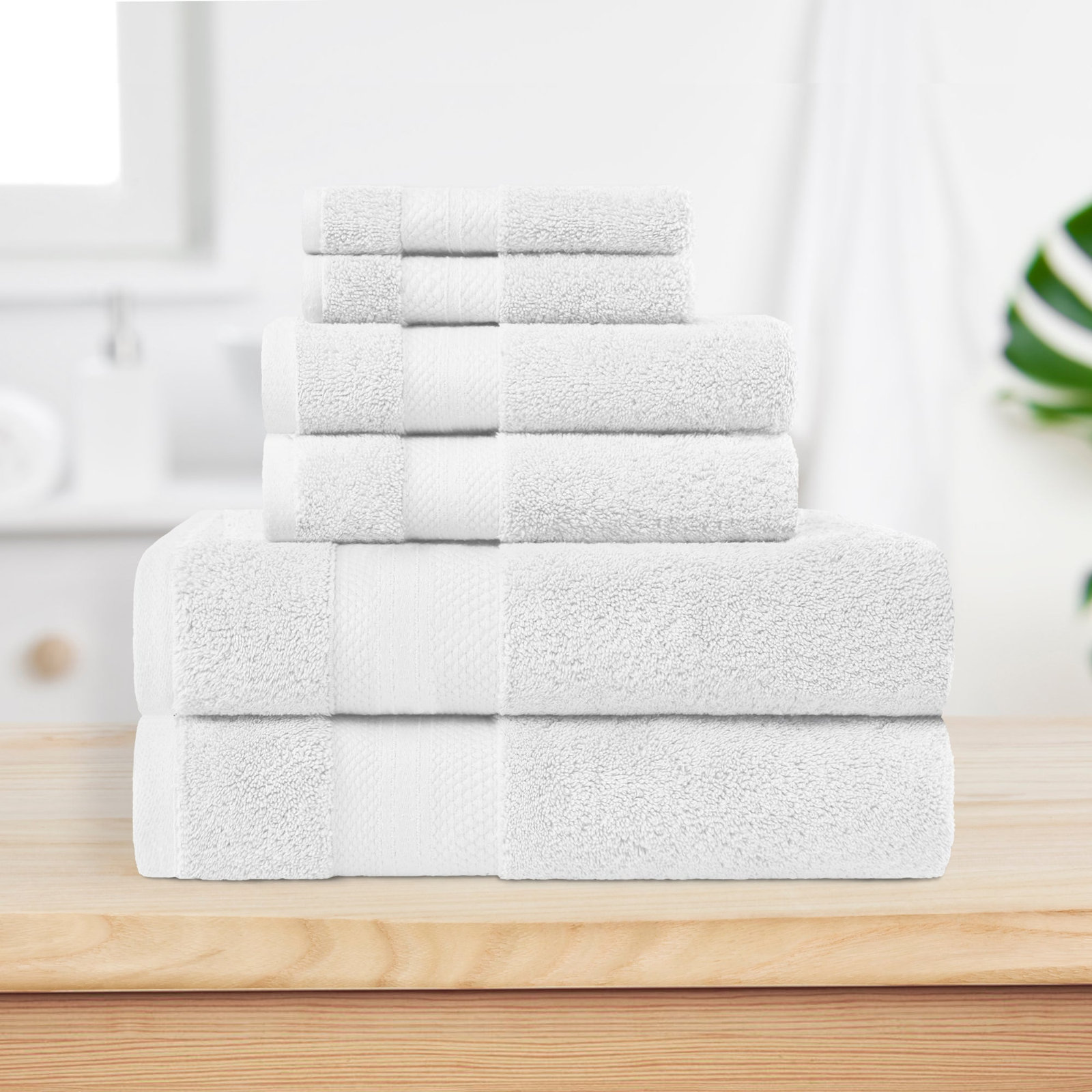 Finnian Ultra-Plush Heavyweight, 100% Turkish Towel Collection, White, 6 Piece Towel Set