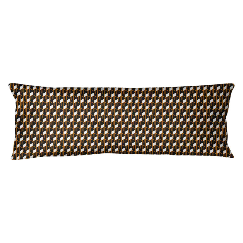 Geometric Lumbar Pillow, Poly Fill, Orange