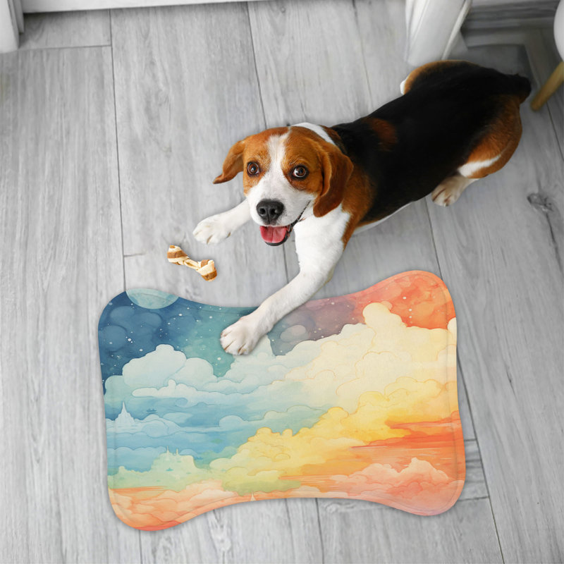 Multicolored Sky - 1 Piece Bone Shape Feeding Mat, 18"