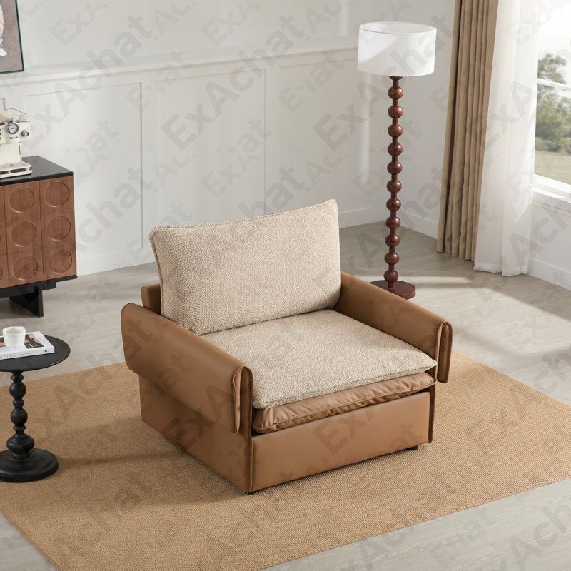 Fauteuil d'appoint simple de style moderne avec méridienne et canapé-lit pour salon, chambre à coucher, Orange foncé