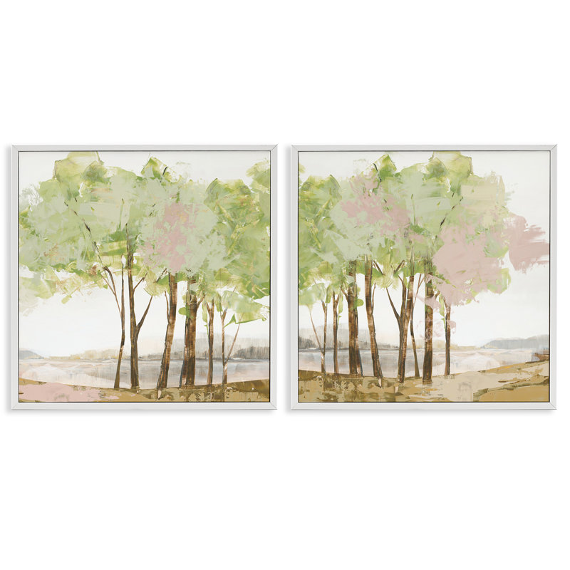 Ensemble de 2 giclées encadrées Idyllic Spring Awakening, design par Ian C., H 17 po x l 17 po