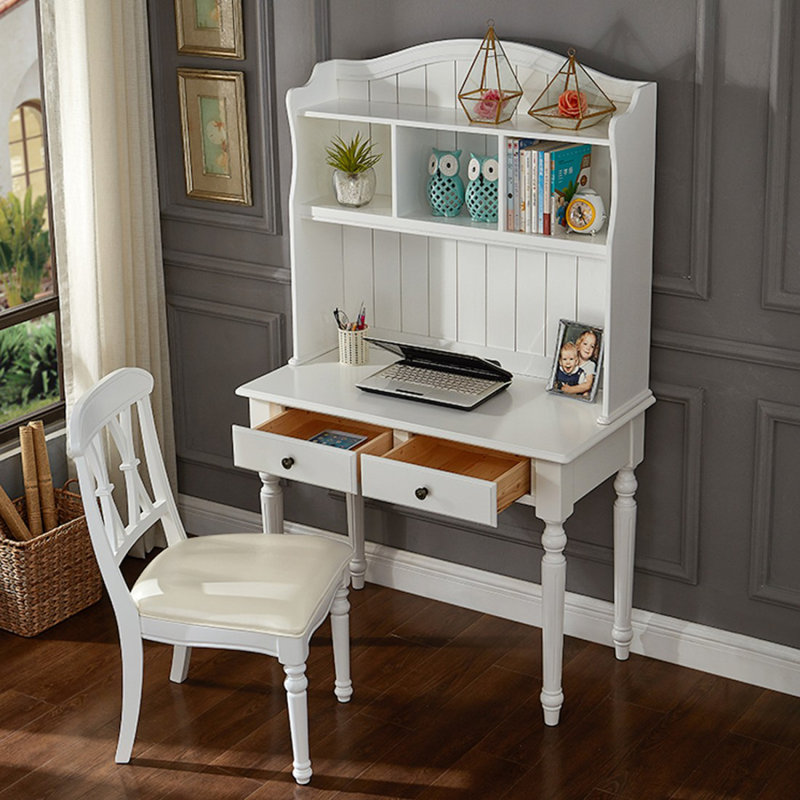Bureau blanc rectangulaire en bois massif, H 29,53 po x l 39,37 po x P 19,69 po, Blanc
