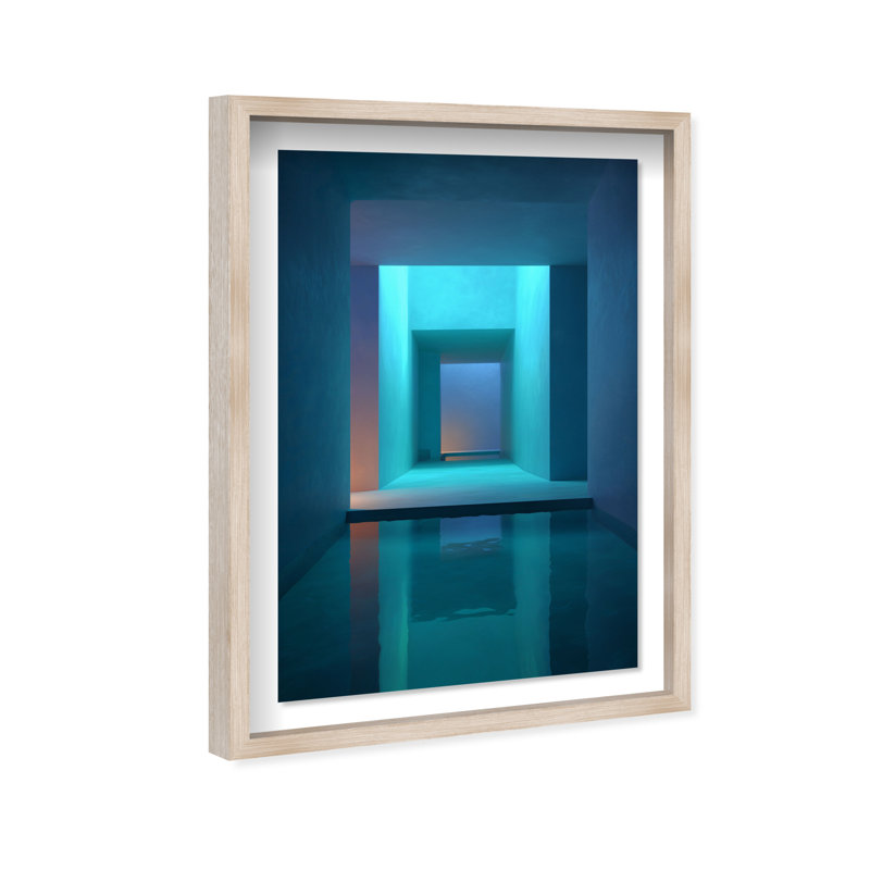 Cerulean Corridor I Framed Graphic Art, 55.5"H x 37.5"W, Natural Oak Shadowbox