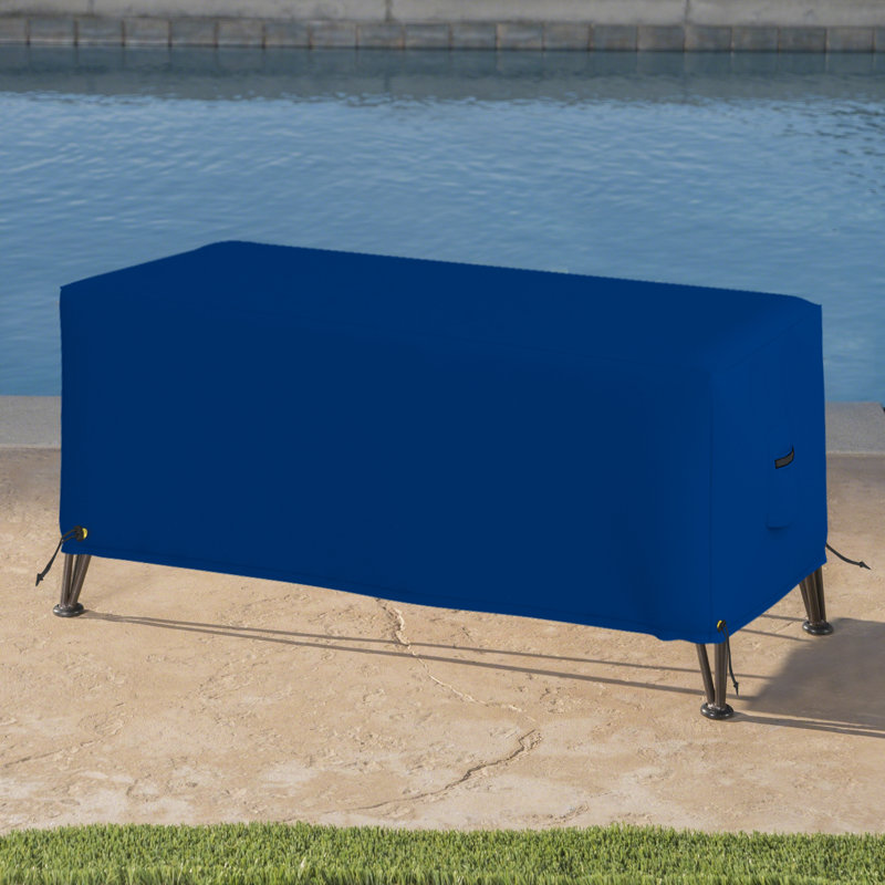 Couvercle de coffre rectangulaire robuste et imperméable pour repose-pieds, Bleu, H 17 po x l 40 po x P 26 po
