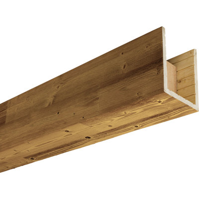AmeriCraft Wood Wire Brushed Beam, 3-Sided (U-Beam), 9 1/2"W x 5 1/2"H x 144"L, Golden Oak Finish, Stain Grade Pine