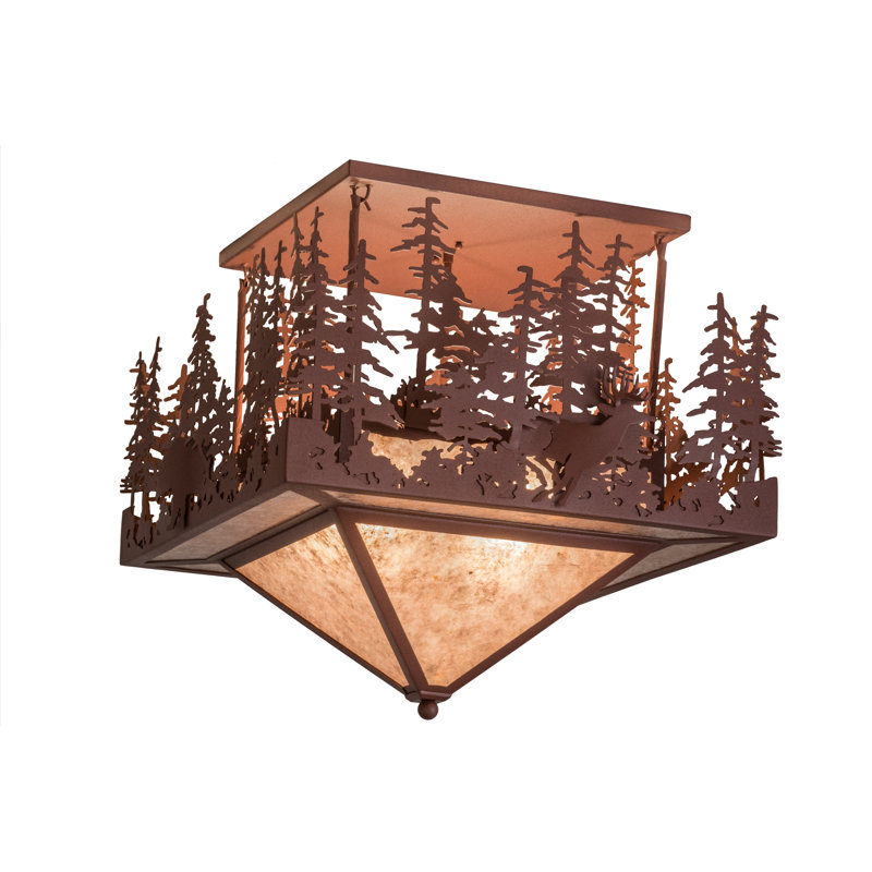 Rustic Lodge Mica Semi Flush Mount
