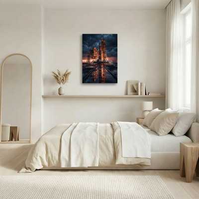 Art sur toile orange, fusée au coucher du soleil