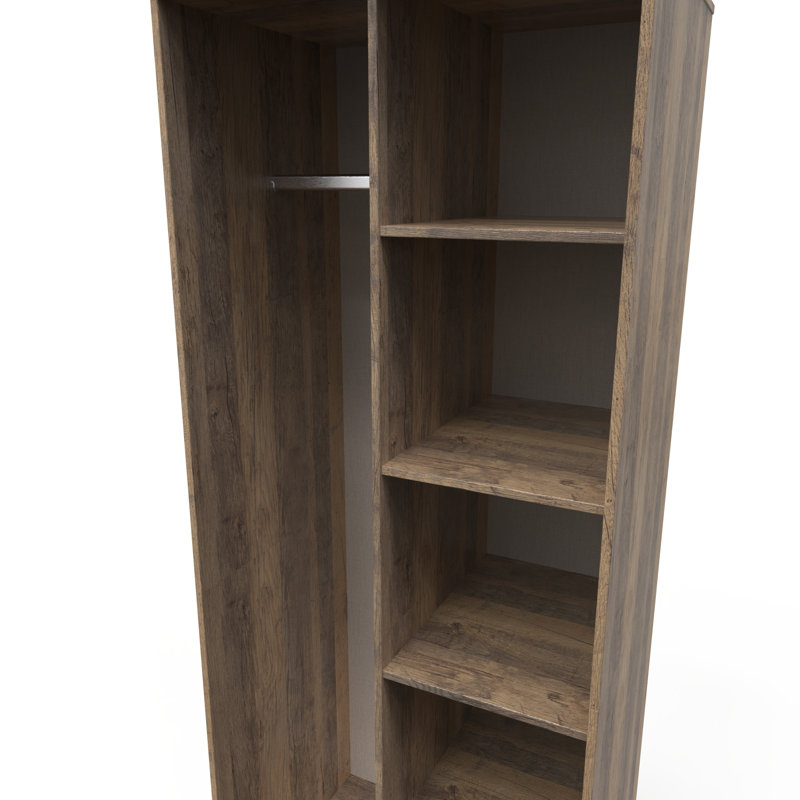 Fully Assembled 2 Door Wardrobe, 197cm H x 74cm W x 53cm D, Vintage Oak