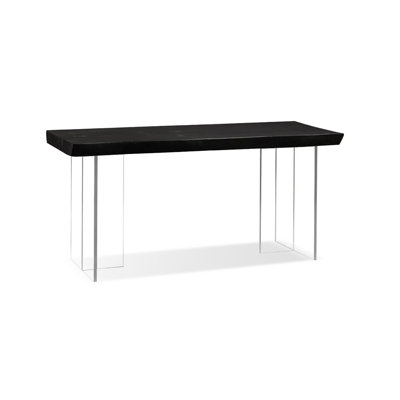 Black Rectangular Solid + Acrylic Dining Table For Dining Room/Kitchen