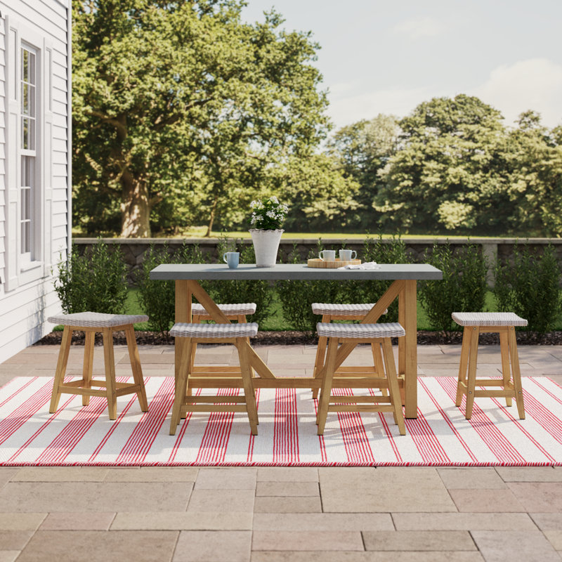 Nicole 6 - Person Teak Patio Dining Set with Rectangular Table