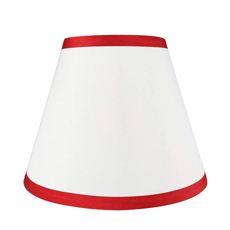 Abat-jour empire en soie / shantung H 7 po x l 9 po (araignée), Blanc cassé avec bordure rouge