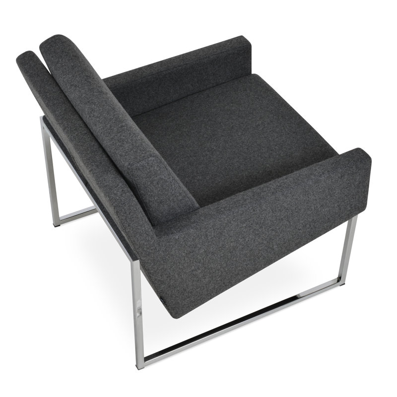 Fauteuil Nova en métal et laine, Gris foncé