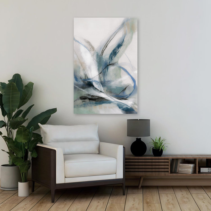 Azur - mouvement abstrait aquarelle nature, H 36 po x l 24 po