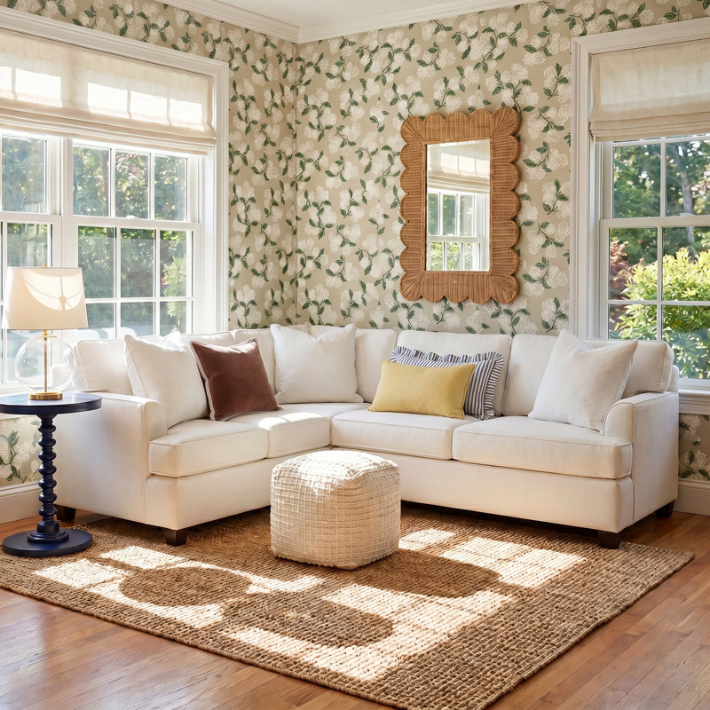 Conradina Upholstered L-Shaped Sectional, Bayou Flame Canvas, Left Hand Facing