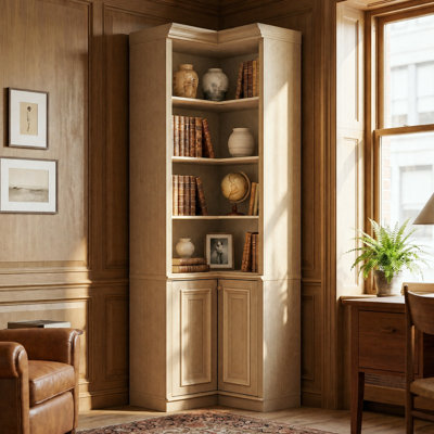 97.6'' H Corner Bookcase With Storage Cabinet