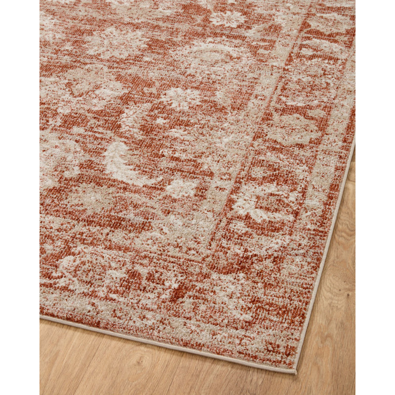 Tapis rouille / ivoire Adrianus Loloi II Odette, Rond 5 pi 3 po
