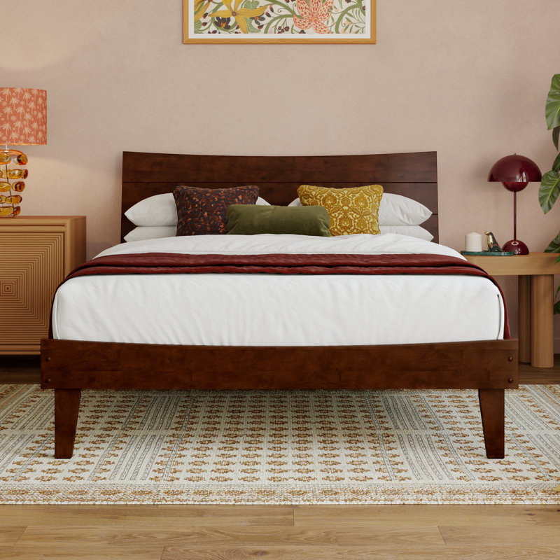 Phoenix Wood Platform Bed with Matching Footboard, Walnut, Full