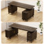Bureau de direction en L de 63 po avec prises de courant et armoire de rangement, bureau cannelé pour bureau personnel-969883060