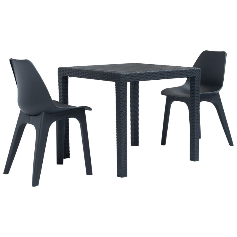 2 - Person Patio Dining Set with Square Table, Black