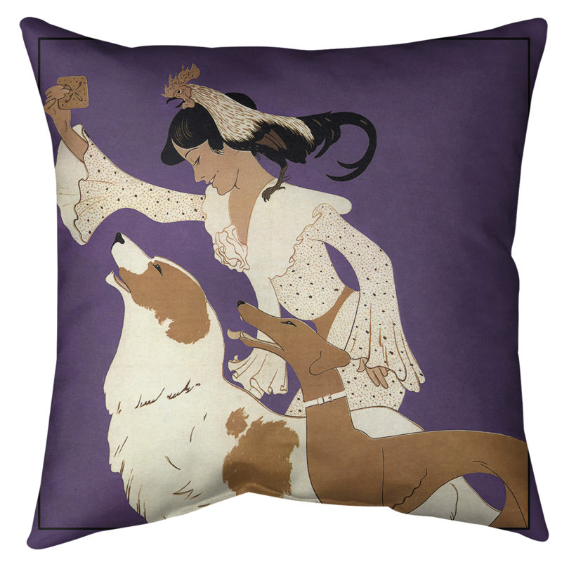 Coussin de sol à affiche pour chien rétro Auguste Roubille-standard, 28 po x 28 po, Violet