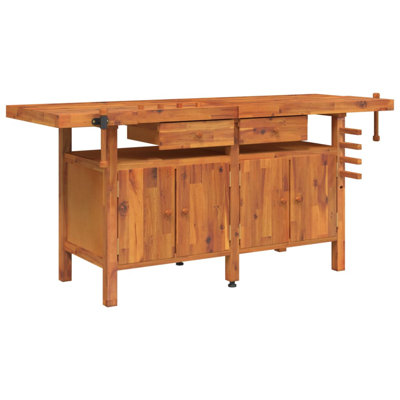Établi à plateau en bois