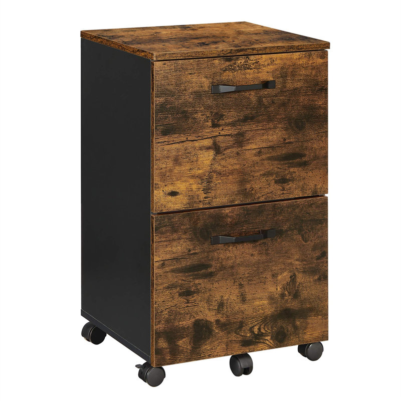 Franny 42 cm W 2 -Drawer Filing Cabinet, Rustic Brown/Black