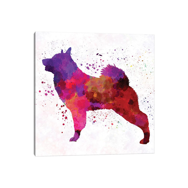 Norwegian Elkhound In Watercolour by Paul Rommer - Wrapped Canvas Painting, 30.48cm H x 30.48cm W x 1.91cm D
