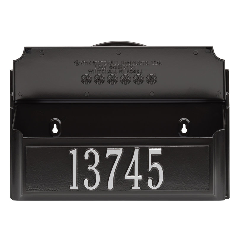Wall Mounted Mailbox, Black/Silver, Yes