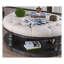 Table basse rustique ronde avec finition gris antique et fabrication en bois massif