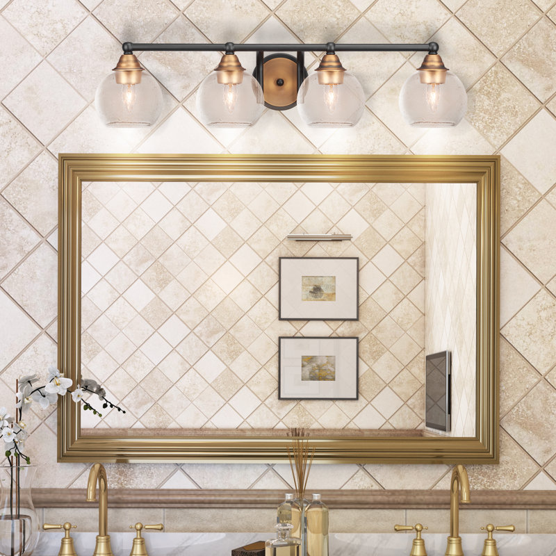 Michell 4-Light Bath Bar, Matte Black/Brushed Gold